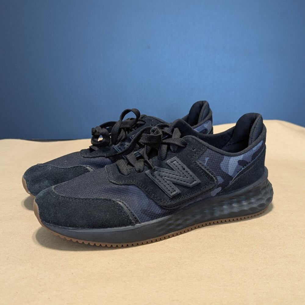 New Balance Fresh Foam X70 Sneakers Black Suede Womens 5.5 Boys 4 Camo Lace Up